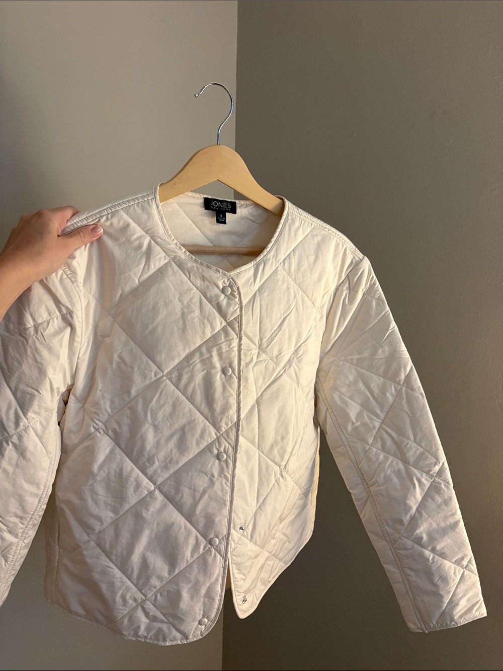 Jones New York Off-White Quilted Snap-Front Jacket